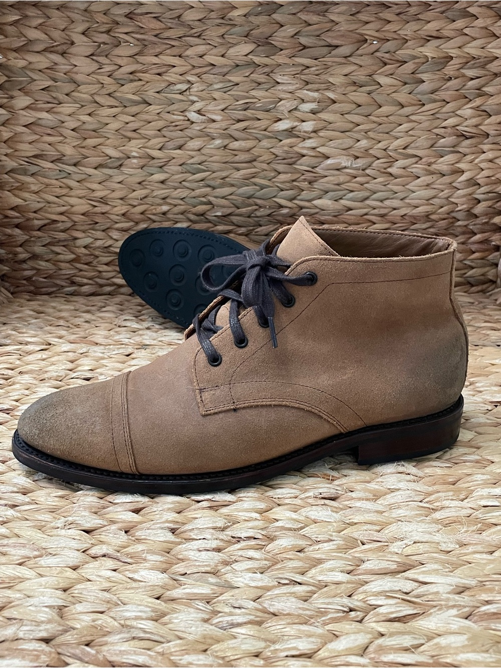 Thursday Captoe Cadet Cognac Brown Suede Leather Boots Mens 10.5